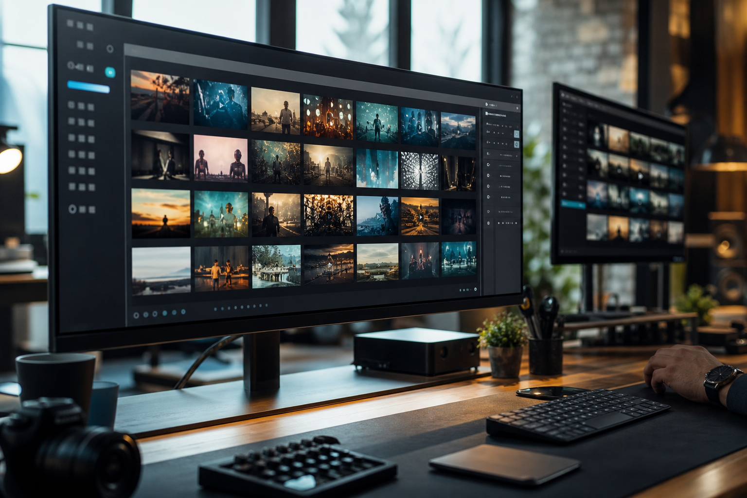 Content team comparing media asset management software options on a modern media operations workspace