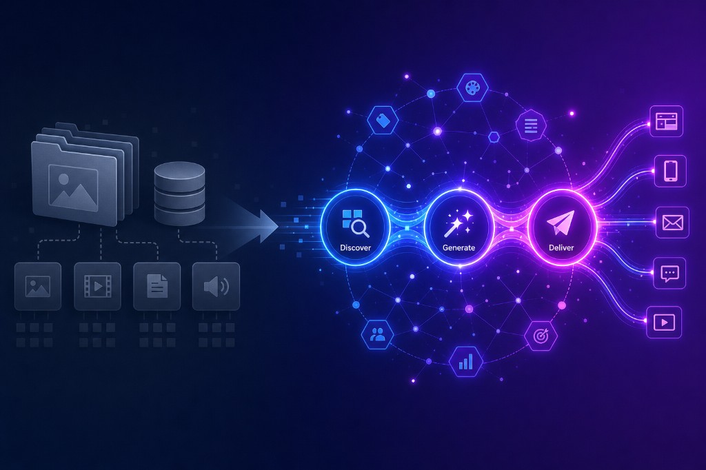 Agentic media platform Discover Generate Deliver workflow